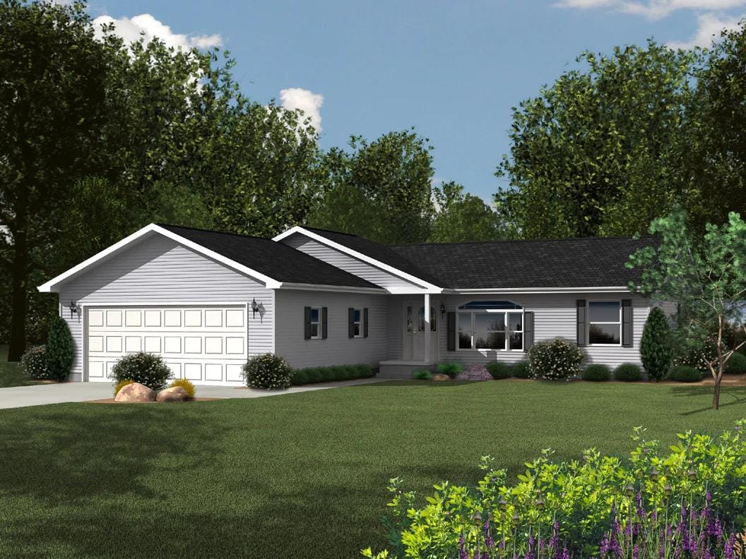 A modular home in a suburban neighborhood.